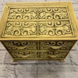 David Lerner Vintage Jewelry or Sewing Storage Box Ivory Two Drawer 1970s